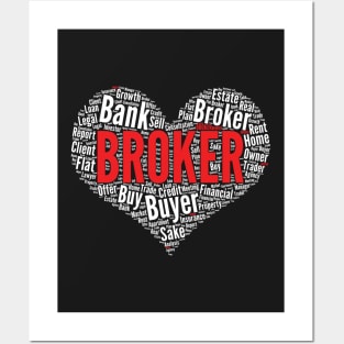 Broker Heart Shape Word Cloud Design Real Estate Agent product Posters and Art